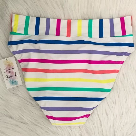 Sugar beach Multicolor stripe high waisted bikini bottoms size small NWT - Picture 4 of 4